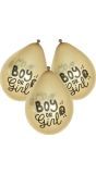 Boy or girl gender reveal gouden ballonnen 6 stuks