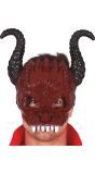 Bruin duivel met horens half masker halloween