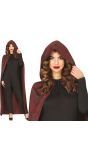 Bruine cape met capuchon 120 cm
