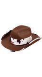 Bruine cowboy hoed met koeienprint