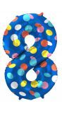 Colorful dots cijfer 8 folieballon