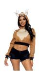 Dames Cropped Hoodie in Bruin met Hertendessin