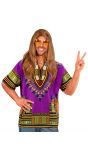 Dashiki hippie blouse paars mannen