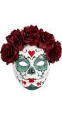 Day of the dead masker met bordeauxrode rozen