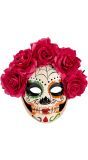 Day of the dead masker met rode rozen