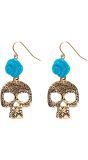 Day of the dead oorbellen blauw goud