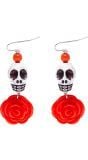 Day of the dead oorbellen rood wit