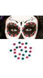 Day of the dead roze en groene edelstenen set 40 stuks