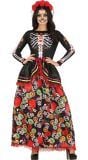 Dia de los muertos jurk skelet bloemen outfit dames