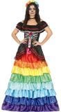 Dia de los muertos skelet regenboogjurk dames