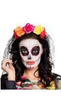 Dia de los muertos tiara met zwarte sluier