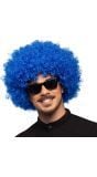 Disco afro pruik blauw