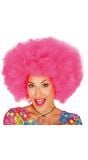 Disco afro pruik roze