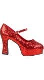 Disco schoenen met hak glitter rood