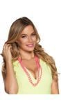 Dubbele parelketting neon roze