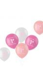Eerste verjaardag ballonnen roze 6 stuks