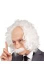 Einstein witte pruik met snor en bril