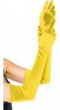 Extra lange satijnen handschoenen geel
