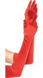 Extra lange satijnen handschoenen rood