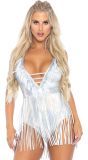 Festival bodysuit metallic met franjes