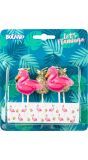 Flamingo thema kaarsjes 5x