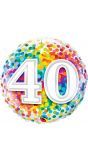 Folieballon 40 jaar confetti regenboog
