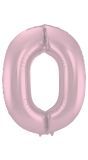 Folieballon cijfer 0 metallic pastel roze 86cm