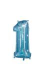 Folieballon cijfer 1 galatic aqua 101cm