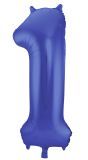 Folieballon cijfer 1 metallic blauw 86cm