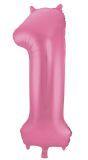 Folieballon cijfer 1 metallic roze 86cm