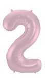 Folieballon cijfer 2 metallic pastel roze 86cm