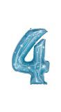 Folieballon cijfer 4 galatic aqua 101cm
