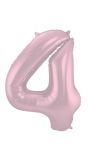 Folieballon cijfer 4 metallic pastel roze 86cm