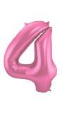 Folieballon cijfer 4 metallic roze 86cm