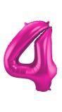 Folieballon cijfer 4 roze 86cm