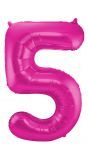 Folieballon cijfer 5 roze 86cm