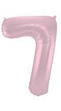 Folieballon cijfer 7 metallic pastel roze 86cm