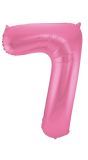 Folieballon cijfer 7 metallic roze 86cm