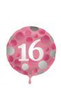 Folieballon glossy 16 happy birthday roze