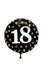 Folieballon glossy 18 happy birthday zwart