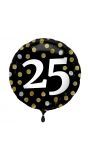 Folieballon glossy 25 happy birthday zwart