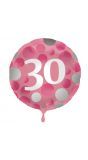 Folieballon glossy 30 happy birthday roze