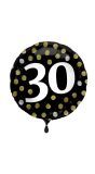 Folieballon glossy 30 happy birthday zwart