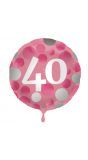 Folieballon glossy 40 happy birthday roze