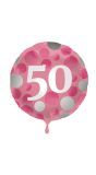 Folieballon glossy 50 happy birthday roze