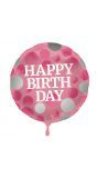 Folieballon glossy happy birthday roze