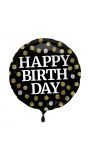 Folieballon glossy happy birthday zwart
