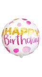 Folieballon happy birthday stippen roze