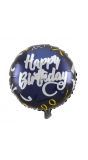 Folieballon stijlvol happy birthday blauw