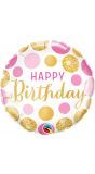 Folieballon verjaardag stippen goud roze